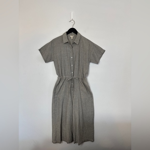 EILEEN FISHER - ORGANIC COTTON LINEN Ticking Stripe Jumpsuit. Boxy fit. XS - Picture 13 of 14